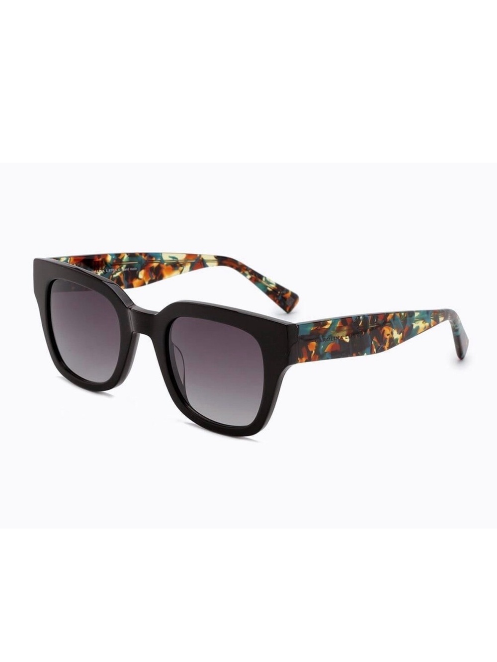 Women's Black Frame Sunglasses with Multicolor Tortoiseshell Temples CL7869-02